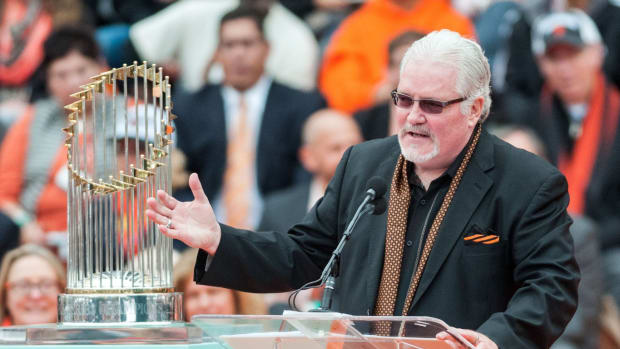 San Francisco Giants GM Brian Sabean speaks after winning World Series